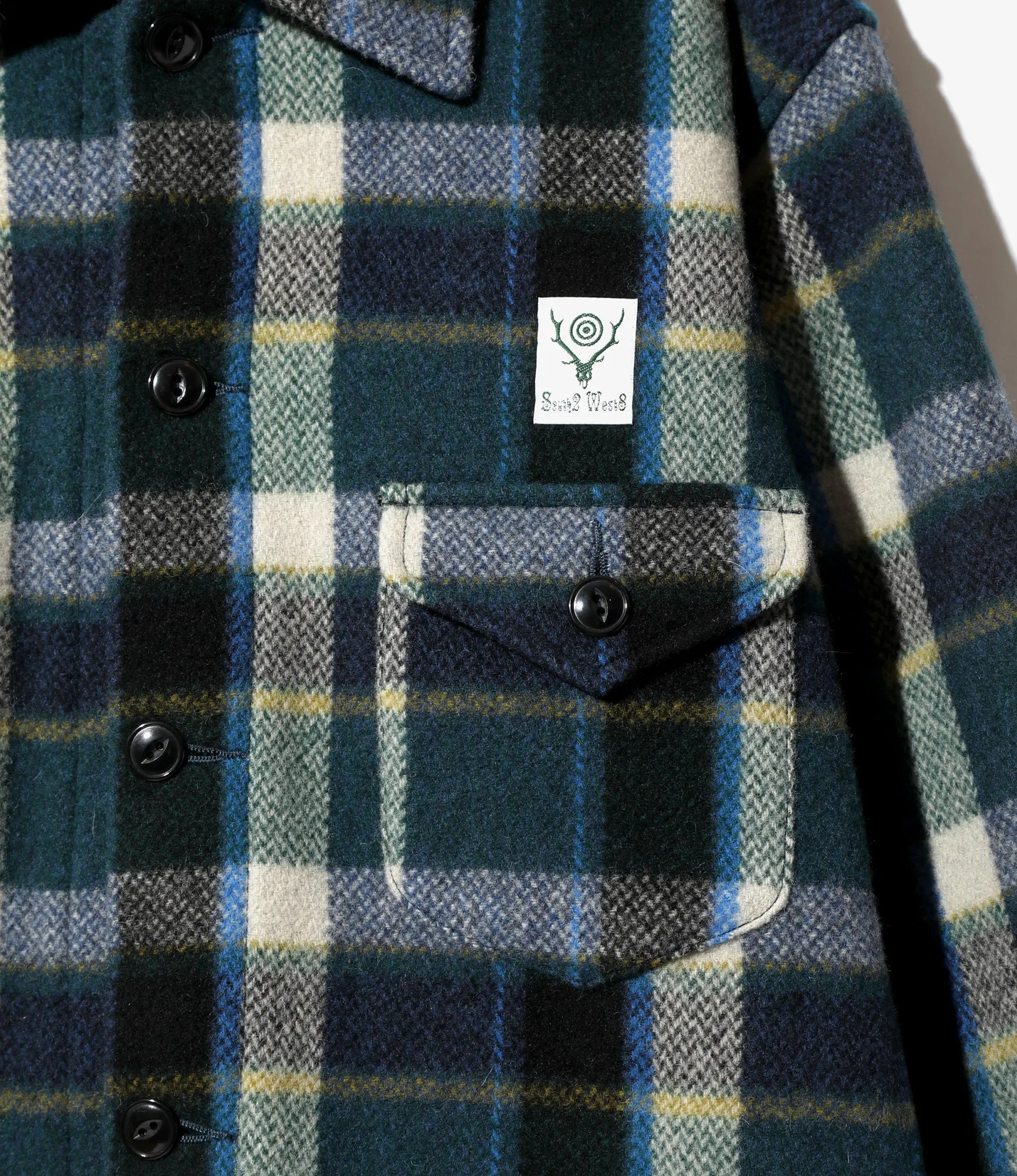 Smokey Shirt – Green Plaid Melton Wool