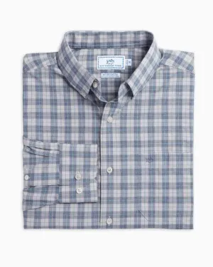 Southern Tide Men's Intercoastal Cast Plaid Performance Shirt/ Heather Seagull Grey