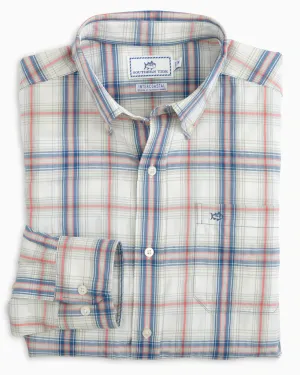 Southern Tide Men's Intercoastal Stockton Plaid Sport Shirt/ Heather Blue Saphire