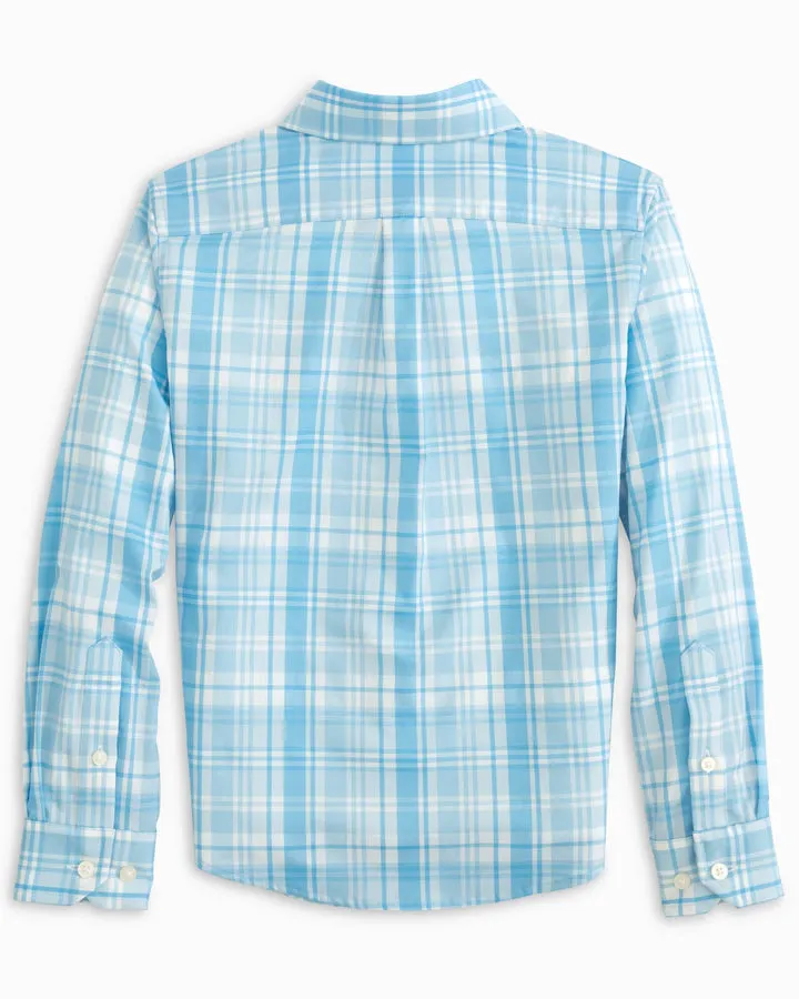 Southern Tide Youth Palm Canyon Plaid Intercoastal Sport Shirt - Rain Water