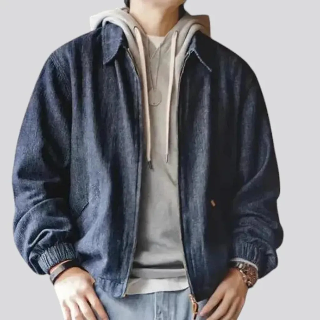 Textured men's jeans bomber jacket