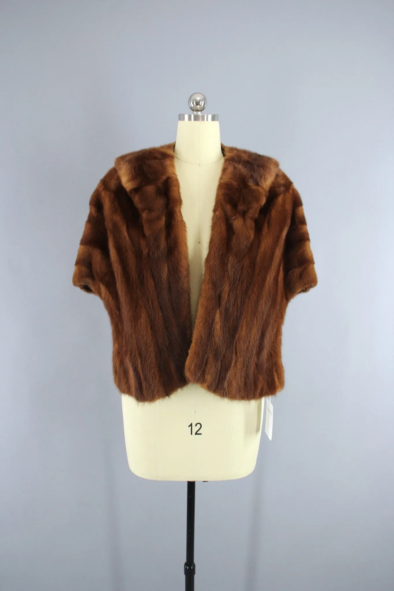 Vintage 1940s Fur Stole / Warm Red Brown