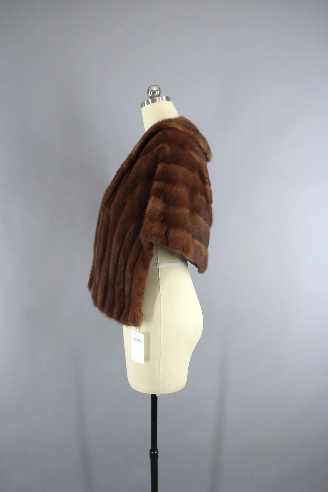 Vintage 1940s Fur Stole / Warm Red Brown