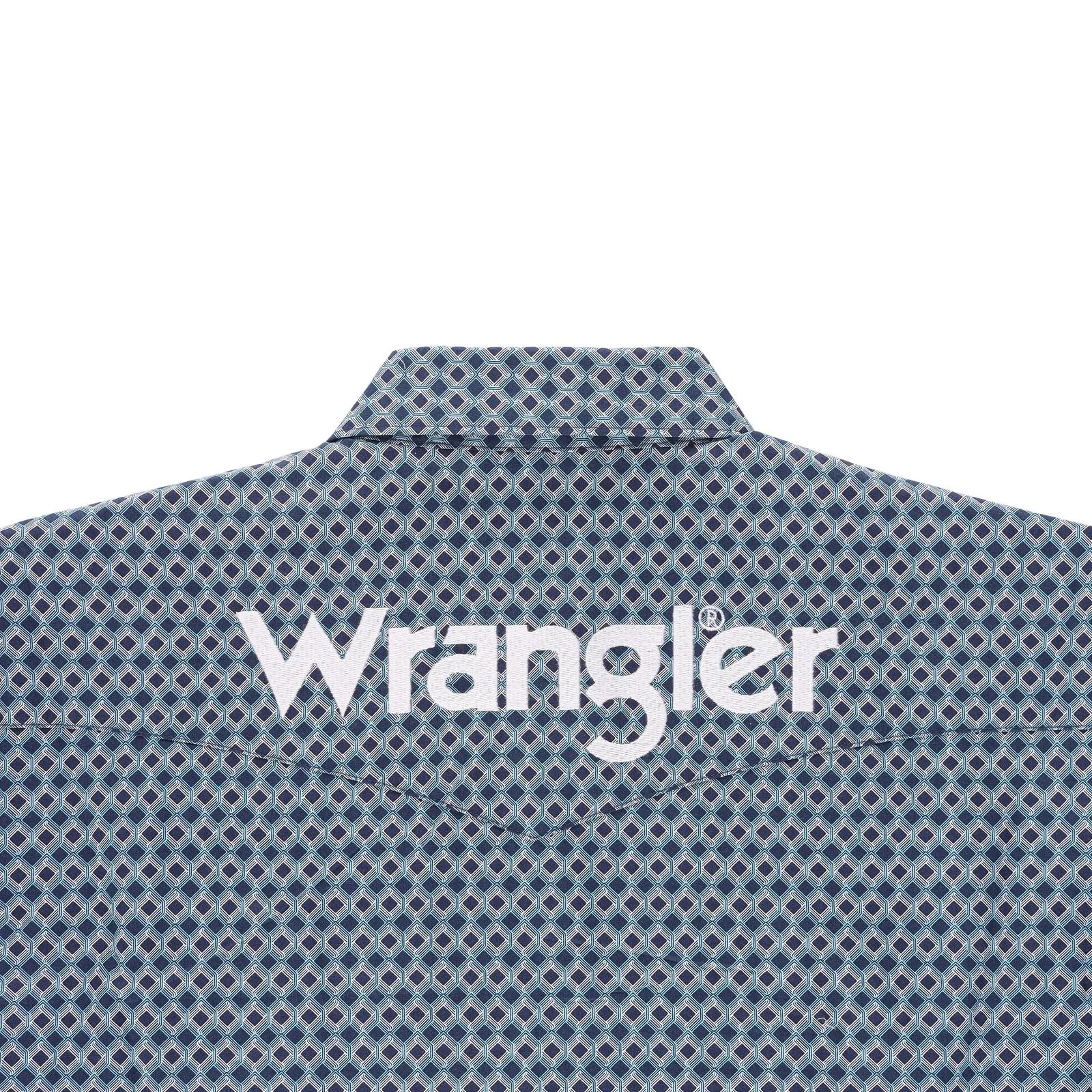 Western Logo Navy Plaid Long Sleeve Shirt