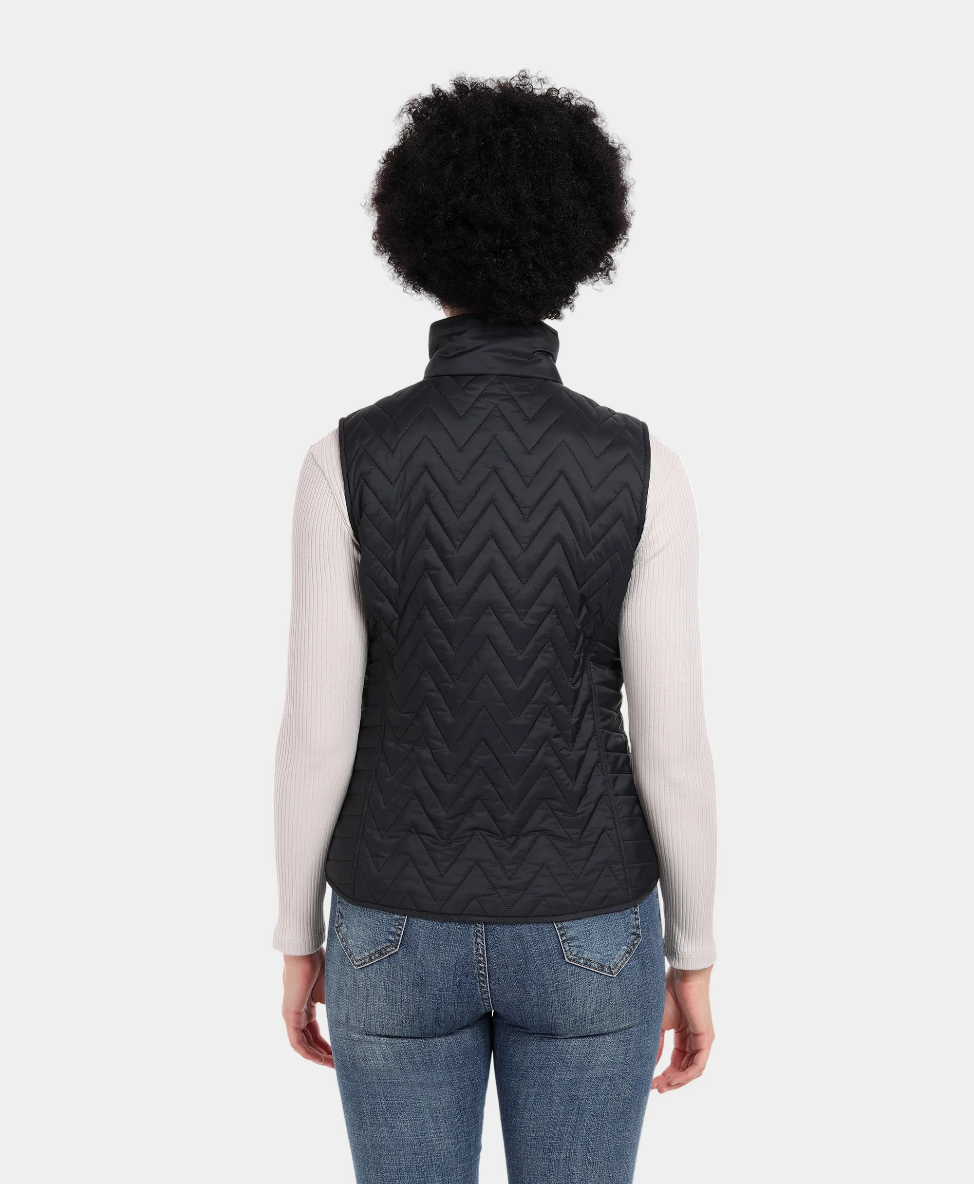 Women's Heated Chevron Quilted Vest - Black / Purple