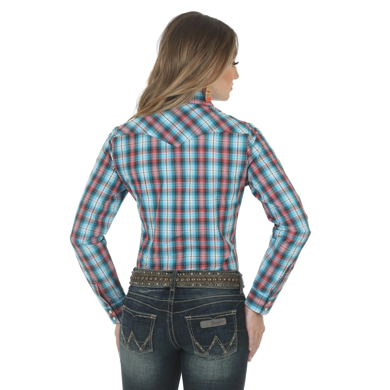 Wrangler® Ladies Western Long Sleeve Plaid Shirt - LW001RA