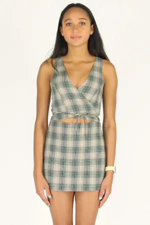 Wrap Top - Flannel Green Beige Plaid