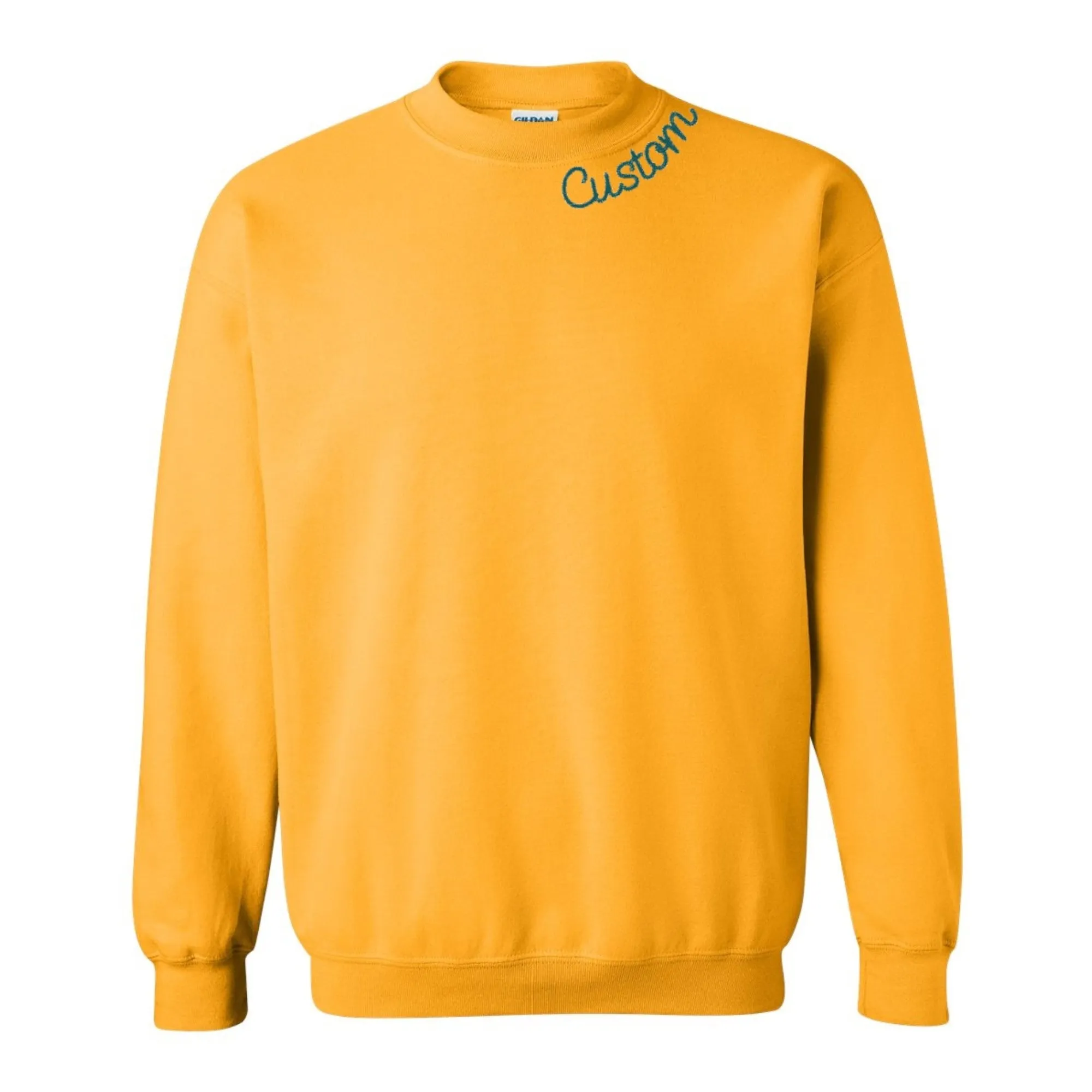 Yellow Custom Embroidered Crewneck Sweatshirt - Personalized Chain Stitch